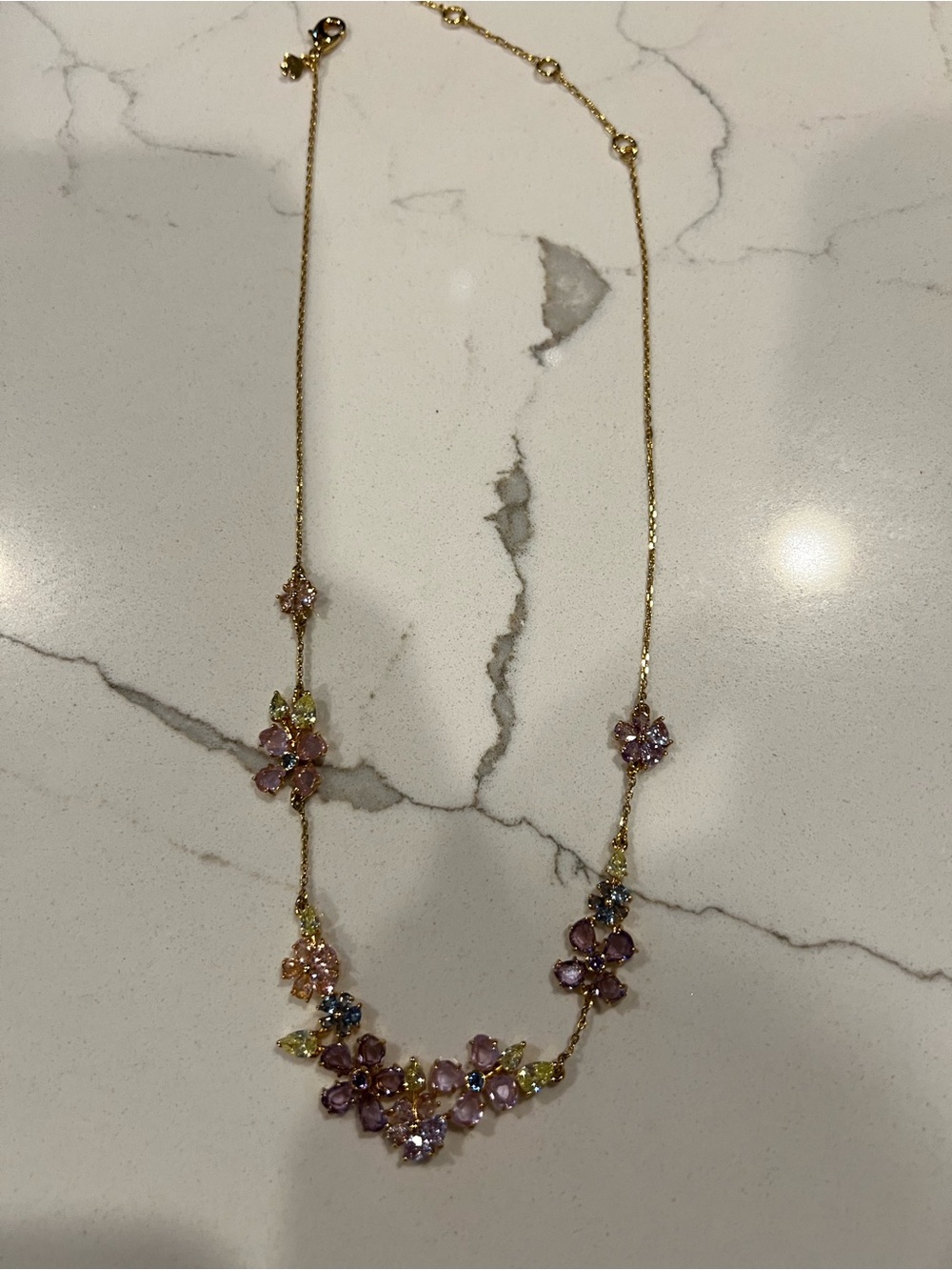 kate spade Paradise Crystal Pink, purple, blue & green Necklace - Gold Tone - Picture 3 of 4